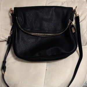 Vici Black Crossbody Bag with Gold Accents